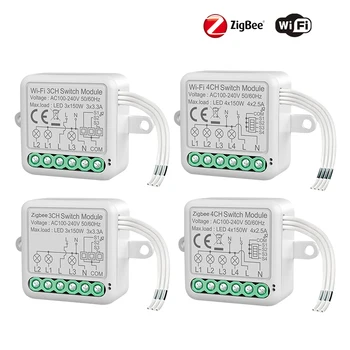 Question Tuya WiFi, Zigbee Smart Switch Module de Commutation Électrique Disjoncteur 1/2/3/4Gang Commutateur d'Éclairage Module de Contrôle APP Alexa