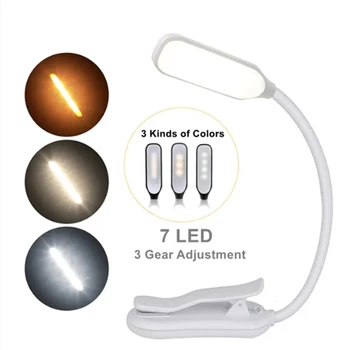 Rechargeable par USB Réglable LED lampe de Livre Avec des cols de Cygne Clip 7 LEDs Flexible Nuit à la Lecture Lampe de Bureau en Lecture de la Table de Nuit de la Lumière
