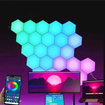 RGB LED Bluetooth Hexagone Lumière Murale à l'Intérieur de la Lumière APPLICATION de Contrôle à Distance de la Lumière de Nuit de l'Ordinateur de la Salle de jeux Chambre à coucher Chevet Décoration