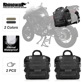 Rhinowalk Moto Sac de Côté 2 pièces 20L Moto Sacoche Sacoche Universelle 2 Faces 100% Imperméable à l'eau Intérieure Amovible Sac