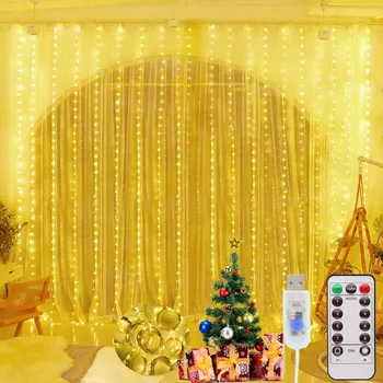 Rideau LED Chaîne de Lumières USB à Distance de Décoration de Noël 3M Feston de la Fée Guirlande De Noël de Mariage de la Fenêtre Extérieure de la Maison de la Salle de
