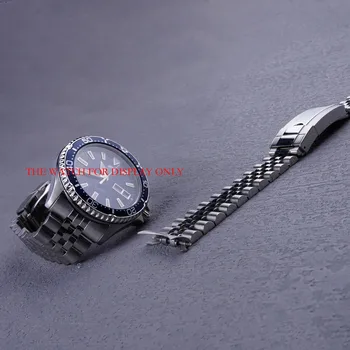 Rolamy 22mm Jubilé d'Argent Solide Vis de lien Creux CurvedEnd Watch Band Bracelets Avec des Huîtres de Déploiement Fermoir Pour Orienter Kamasu