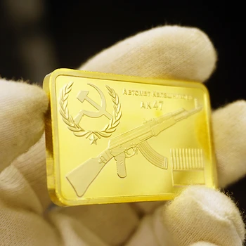 Russie CCCP Bullions d'Or Fusil AK47 Barre en Or Réplique d'Or les Barres de Lingots d'Or Mikhaïl Timofeïevitch Kalachnikov Pièce