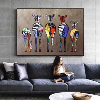 Résumé Zebra Toile Peintures d'Art Sur Le Mur Coloré Animaux Tirages d'Art Africain Animaux Art Photos de pour Vivre le Mur de la Chambre