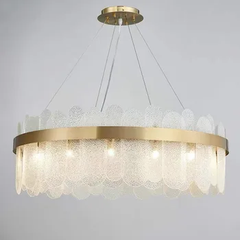 Salle de séjour de luxe panneau en métal doré réglable LED lustres gris/verre blanc G9 LED lustres Luminarias Loft Nordique de la Lampe