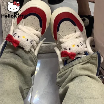 Sanrio Hello Kitty Chaussures Y2k de Luxe de Concepteur de Baskets de dessin animé de Mode Femmes Chaussures de Sport 2023 Casual Sneaker Conseil Plat Chaussures