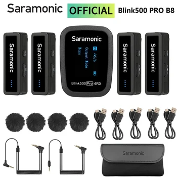 Saramonic Blink500 B8 Pro 4 canaux Micros Cravate sans Fil pour les appareils photo Caméscope REFLEX numérique sans Fil Revers Mic pour la Vidéo Vlog