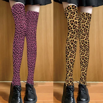 Sexy Leopard Print WomenThigh Cuisse Chaussettes De Mode De Charme De Cosplay Tronçon De Genou Bas De L'Halloween Cadeau Explosif Bas