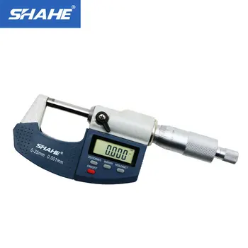 SHAHE 0-25mm Micromètre Digital Avec la Ligne d'Échelle Électronique Micromètre Extérieur 0,001 mm Jauge Micrométrique
