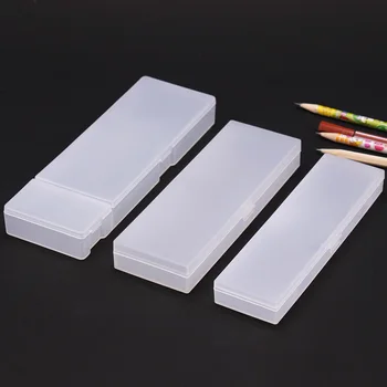 Simple Transparent Étui À Crayons En Plastique Givré Crayon, Stylos Boîte De Rangement De Papeterie, Fournitures De Bureau