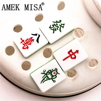 Simulation de Mahjong cartes de Chaussures de Charme de la Décoration Roman Réaliste Drôle de Boucle de Chaussure Accessoires ajustement croc jibz Fête des Enfants X-mas Cadeau