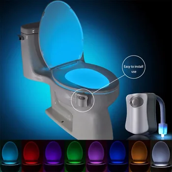 Smart PIR 16 Couleurs de Capteur de Mouvement de Siège de Toilette la Nuit de la Lumière Imperméable à l'eau De la Cuvette des Toilettes Luminaria Lampe Suspendue de type WC Toilettes Ligh