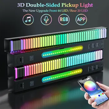 Smart RVB de Ramassage des Lumières LED 3D Double Face Ambiante Lampe de Contrôle APP de Contrôle du Son de la Musique Rythme les Lumières pour Voiture Jeux TV Decora