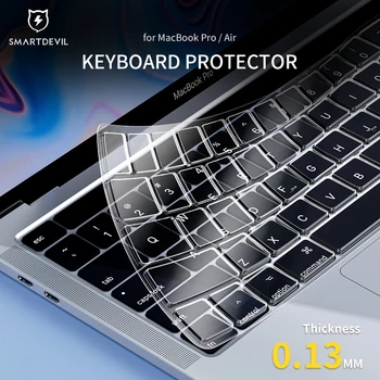 SmartDevil pour MacBook Air 13 M1 2020 Pro 13 2016 2019 Couvercle du Clavier de Protecteur de Peau de 0,13 mm anti-Poussière Transparent Noir NOUS fait Entrer dans