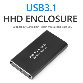 SSD externe Cas mSATA-USB 3.0 Lecteur de Disque Dur SSD Boîtier de l'Adaptateur en Alliage d'Aluminium msata pour USB3.1 Type-C SSD Case Pilote