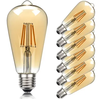 ST64 4W 6W 8W Edison LED Filament de l'Ampoule de la lampe 220V E27 Vintage Antique Rétro Edison Ampoule à Remplacer les ampoules à Incandescence