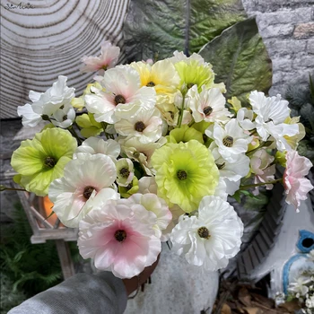 SunMade Délicat Eustoma de la Soie Artificielle Fleur Anémone Blanche Flores Décoration de Mariage d'Arrangement de la Fleur de Décoration de Noël DIY