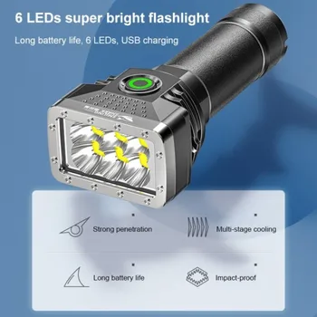 Super Brillant Longue distance lampe-Torche Rechargeable de Quatre Engins de la Lumière LED de la Maison en plein air Portable Lumineux Lampe de poche d'Urgence de Travail