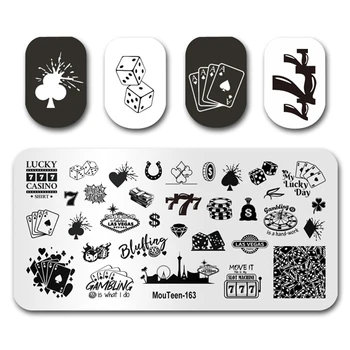 Timbre De Clou MouTeen163 Dés 777 Plaques D'Ongles Timbre Roi Kit De Manucure Nail Art Stamping
