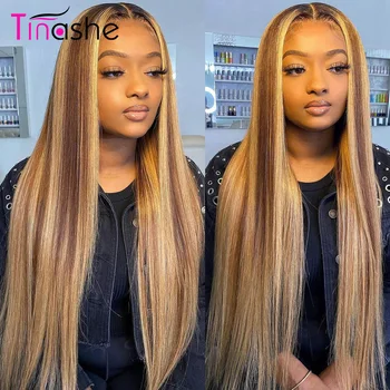 Tinashe 4 27 en Évidence Perruque de Cheveux Humains de Miel Blonde en Dentelle Devant Perruque HD Transparence de la Dentelle Perruque Droites Ombre de Couleur Perruques de Cheveux Humains