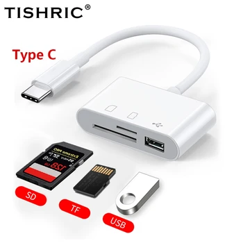 TISHRIC Micro USB de Type C Adaptateur USB SD TF Lecteur de Carte USB-C Carte Mémoire Adaptateur Pour Macbook Samsung, Huawei, XiaoMi Téléphone Portable