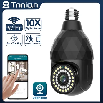 Tnnian 5MP WIFI E27 Ampoule IP de la Caméra avec Zoom 10X CCTV Suivi Automatique de l'Alarme PTZ Caméra de Surveillance Couleur Pleine de Vision de Nuit V380