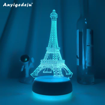 Tour Eiffel Lumière de Nuit de Led à Changement de Couleur Chambre enfant Veilleuse Unique de Cadeau pour l'Anniversaire de Chambre à coucher Décoration de Table 3D Lampe de Cadeaux