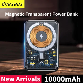 Transparent sans Fil Magnétique de Puissance de Banque 10000mAh Macsafe Powerbank Pour iPhone 12 13 14 Auxiliaire Externe Pack de Batterie, Chargeurs de