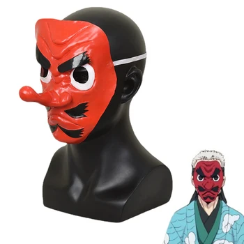 Tueur De Démon Kimetsu No Yaiba Urokodaki Sakonji Rouge En Latex Masque De Tengu Anime Cosplay Accessoires De Fête D'Halloween Prop Maks