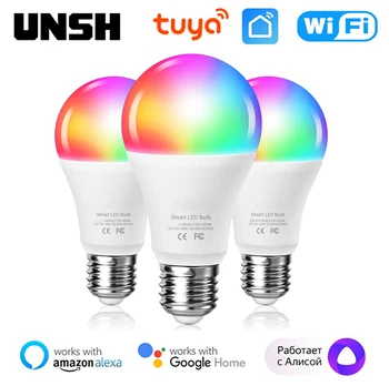 Tuya 15W E27 WiFi Smart Ampoule Dimmable RGBCW 100-240V Lumière de LED Smart Life App prise en charge du Contrôle Alexa Google Alice
