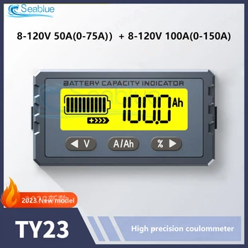 TY23 Testeur de Batterie 8V-120V 50A 100A Coulomb Compteur Compteur Indicateur de Capacité de batterie de Li-ion Lifepo4 Détecteur de Coulometer Voltmètre