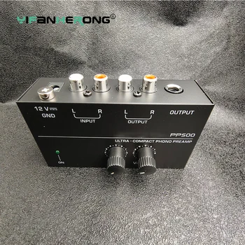 Ultra-compact PP500 Préamplificateur Phono Preamp avec Bass Treble Balance Réglage du Volume de Pré-ampli Platine Preamplificador