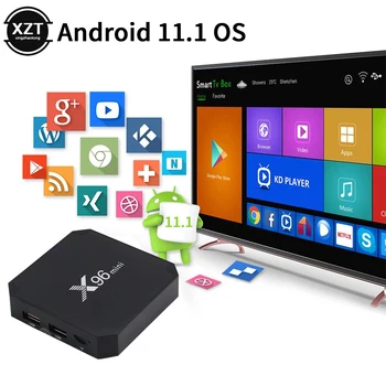 Un Ensemble X96 mini Box TV Android 11 Boîte de Smart TV de Allwinner H313 Quad Core 1/2 GO+8/16GB 2.4 G WiFi 64 bits Media Player Set top box