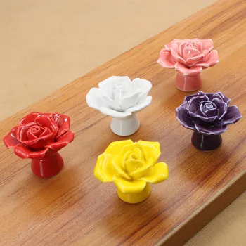 Un seul Trou Rose en Forme de Céramique Poignées pour Meubles Modernes de Couleur Simple Cabinet de Poignées et de Boutons d'Accessoires pour la Maison