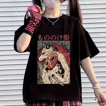Unisexe Totoro Goth T-Shirt des Femmes de chihiro Y2k t-Shirt Drôle de bande dessinée T-shirt Graphique de l'Anime Kawaii Femme