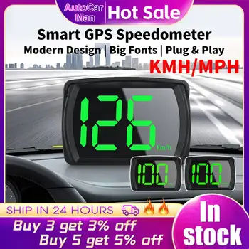 Universel de Voiture HUD Head Up Display KMH/MPH Compteur de vitesse GPS de 2,8 Pouces de Gros caractères Numérique Compteur de Vitesse de l'Horloge Jauge Accessoire Automobile