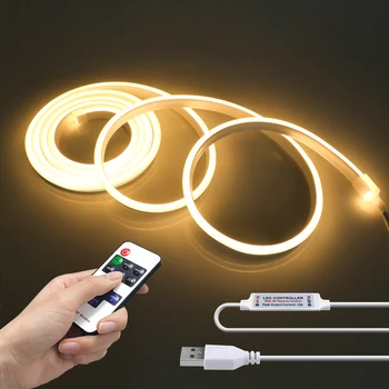 USB 5V Néon à LED de Lumière de Bande sans Fil Ou de la Télécommande Dimmable Commutateur de Contact de LED Lumières de Bande de Chambre à coucher Cuisine Éclairage de Nuit