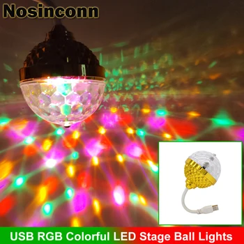 USB LED RVB de Boule de Disco de la Lumière pour les Parties Aotu Rotation 6W 5V Or d'Étape de LED Lampe Boule Coloré Ampoule à LED pour le Divertissement à Domicile