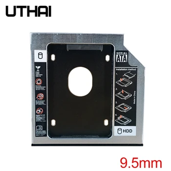 UTHAI DW95S Caddy HDD 9.5 mm en Aluminium Optibay SATA 3.0 Lecteur de Disque Dur de la Boîte de Boîtier DVD Adaptateur 2.5 SSD de 2 to Pour ordinateur Portable, lecteur de CD-ROM