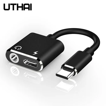 UTHAI T11 Type-C à 3,5 mm Adaptateur Audio Écouteur Jack 2en1 Convertisseur de Charge USB Câble