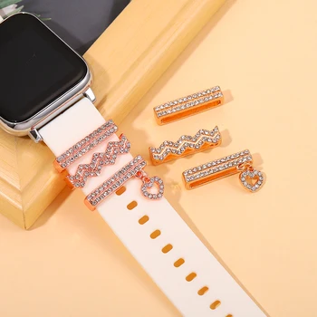 Vague Coeur Bague de réglage de Bracelet de montre de Silicone Souple Sport Bracelet de Charme pour Iwatch Goujon de la Décoration des Bijoux Breloques pour Bracelet Apple