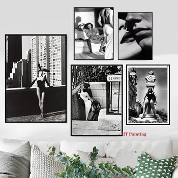 Vintage Femmes Sexy Helmut Newton Photographie De Fumer Dame De L'Affiche De La Peinture Sur Toile Érotique De La Mode De L'Art Pariétal Des Photos De La Décoration De La Maison