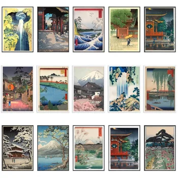 Vintage Japonais Paysage Affiches et Estampes de la Vague de Kanagawa Toile d'Art de la Peinture de l'époque d'Edo Mur d'Images Pour Oriental Décoration de la Maison