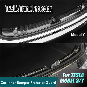 Voiture Arrière-Gardes de l'Acier Inoxydable Tronc protège Pare-chocs Arrière de la Plaque de Garde de Couverture de la Garde Protecteur pour la Tesla Model 3 a Voiture Accessoire