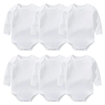 Vêtements Bébé nouveau-né Garçons Filles Bodys pour Bébés 100% Pur Coton Blanc Manches Longues Romper tout-petit Bébé de la Combi