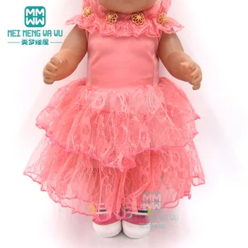 Vêtements de poupées pour 43 cm-45 cm-jouet nouveau-né de la poupée et de l'amérique poupée Rose robe de princesse de bébé robe en Dentelle