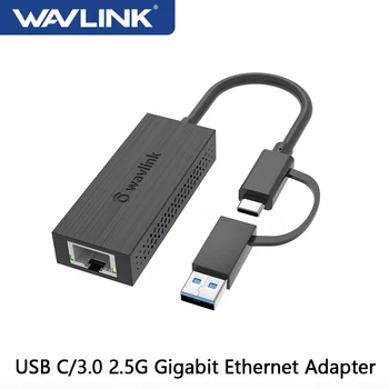 Wavlink 2500Mbps USB C 2,5 G Externe Adaptateur Gigabit Ethernet Type C Pour Convertisseur RJ45 Ethernet Lan Adaptateur Hub 10/100/1000Mbps