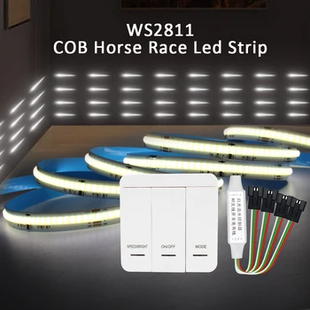 WS2811 COB IC de LED de Lumière de Bande de 24V DC l'Eau courante Flux de Chasser Effet de Bande Lampe 360 Diodes 5M 10M Chaud Blanc froid Linéaire Ruban