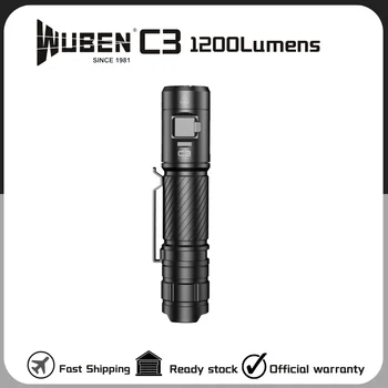 WUBEN C3 Lampe de poche Lumière Dure 1200Lumens de Type C, Rechargeable Avec la Batterie de la Rentabilité des LED Troch Lumière Pour l'Éclairage Extérieur
