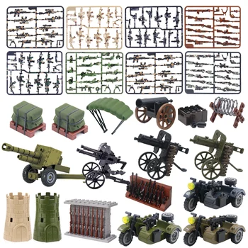 WW2 Armes Militaires Pièces Soldat Figure Accessoires Canons Pack Canon Playmobil Armée Équipements PUBG Briques Enfant Kid Cadeaux Jouets
